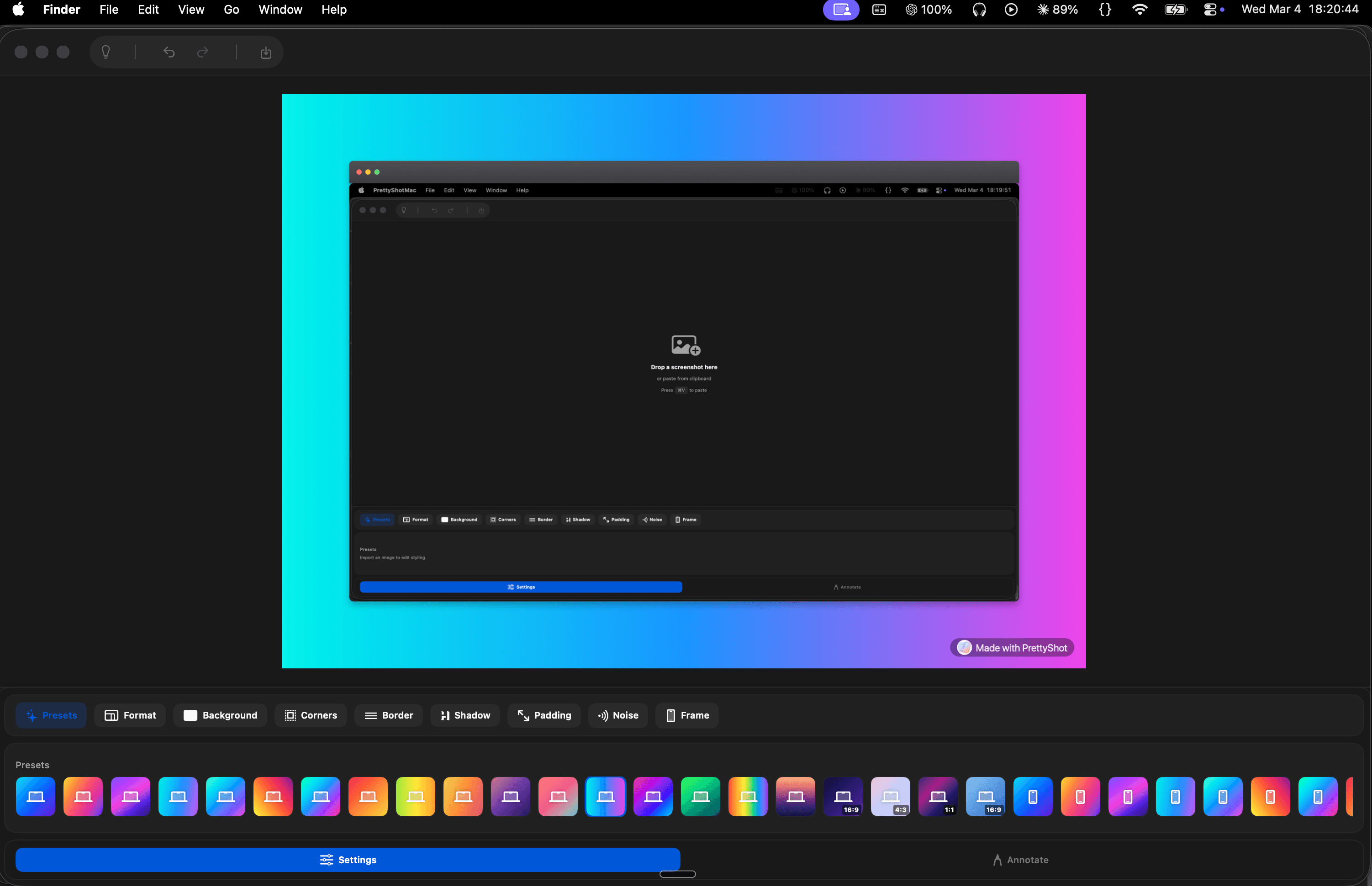PrettyShot on macOS